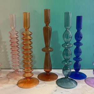 Beautiful Tall Glass Candlestick Holders