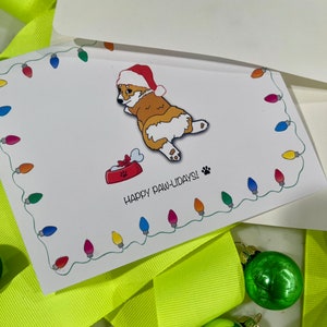 Kerstkaart, grappige hond kerstkaart, schattige huisdierkaart met envelop, kerstkaart unieke illustratie, op bestelling gemaakte kaarten