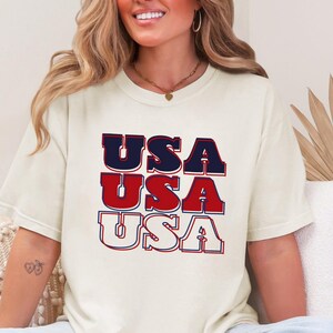 USA T-Shirt – Red White and Blue Patriotic Tee – 4th of July Shirt – Independence Day Outfit – Retro USA Graphic Tee – Freedom Shirt
