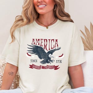 Comfort Color | America Eagle Shirt | 4th of July T-Shirt | Home of the Brave Tee | Patriotic Shirt | Vintage USA Shirt | Independence Day