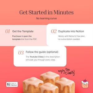 Get started in minutes by Getting the Template, Duplicate it in your Notion Account (free plan works), and Follow the Guide to claim back your 15hrs/week of management across spreadsheets, files and folders.
