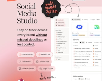 Notion Social Media Planner Studio Grade Template | Multi Brand Content Creator System