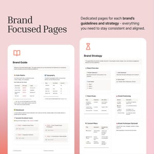 Brand focused pages for Brand Guide and Brand Strategy.