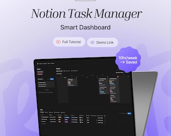 Notion Task Manager Dashboard | Smart Productivity System | Save Time Weekly