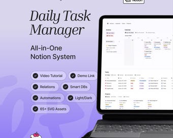 Daily Task Manager Notion Template | All-in-One Daily Planner System
