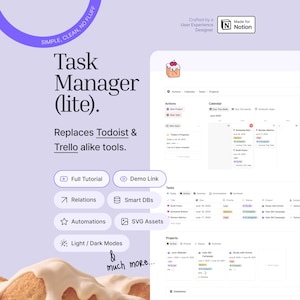 Notion Task Manager Template | Task & Project Management System for Productivity | Fully Customizable