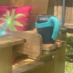 Handmade Cedar Cup Holder For Adirondack Chairs & Garden Benches