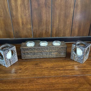Handmade Wooden Votive Candle Holder – Rustic Home Decor, Farmhouse Table Centerpiece