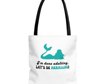 Sac fourre-tout fantaisie sirène : polyester durable, poignées renforcées