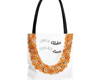 Puakenikeni Flower Tote Bag – Tropical Polyester Shopper