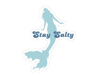 Stay Salty Mermaid Vinyl Sticker, Ocean Lover Gift