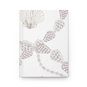 Seashell Pattern Hardcover Journal - Elegant Writing Notebook for Beach Lovers, Travel Diary, Gift for Ocean Enthusiasts, Summer Memories