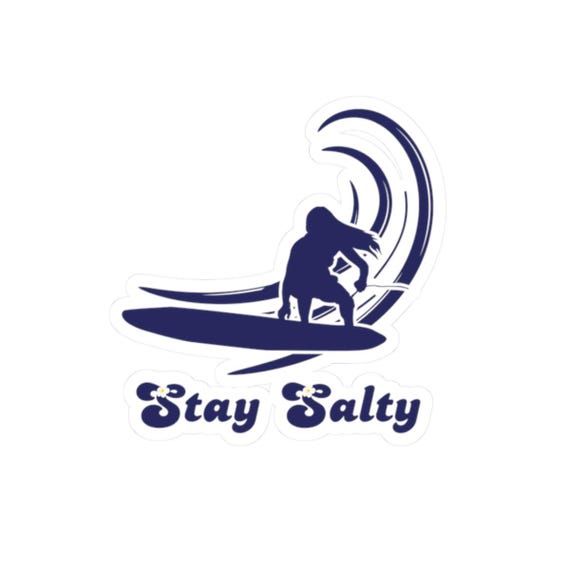 Stay Salty Surf Kiss-Cut Stickers | Ocean Vibes, Surfing Stickers, Beach Decor, Surf Enthusiast Gifts, Summer Essentials