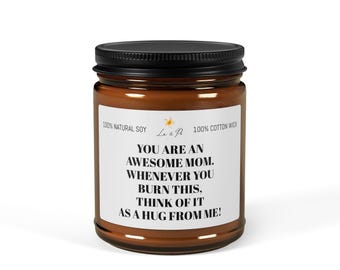 Mom Scented Soy Candle, Amber Jar Hug Gift