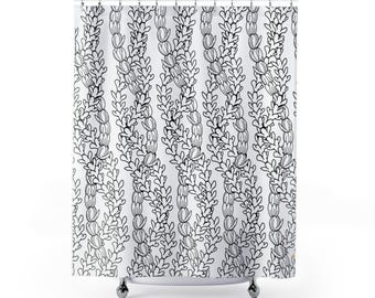 Floral Lei Pikake Pakalana Shower Curtain, Modern Bathroom Decor