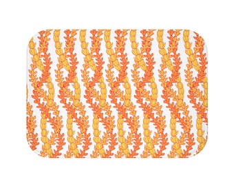 Vibrant Lei Bath Mat | Home Decor, Pakalana Pikake Bathroom Accessory, Gift Idea, Hawaii-Inspired, Bright Bathroom, Spring/Summer Vibe
