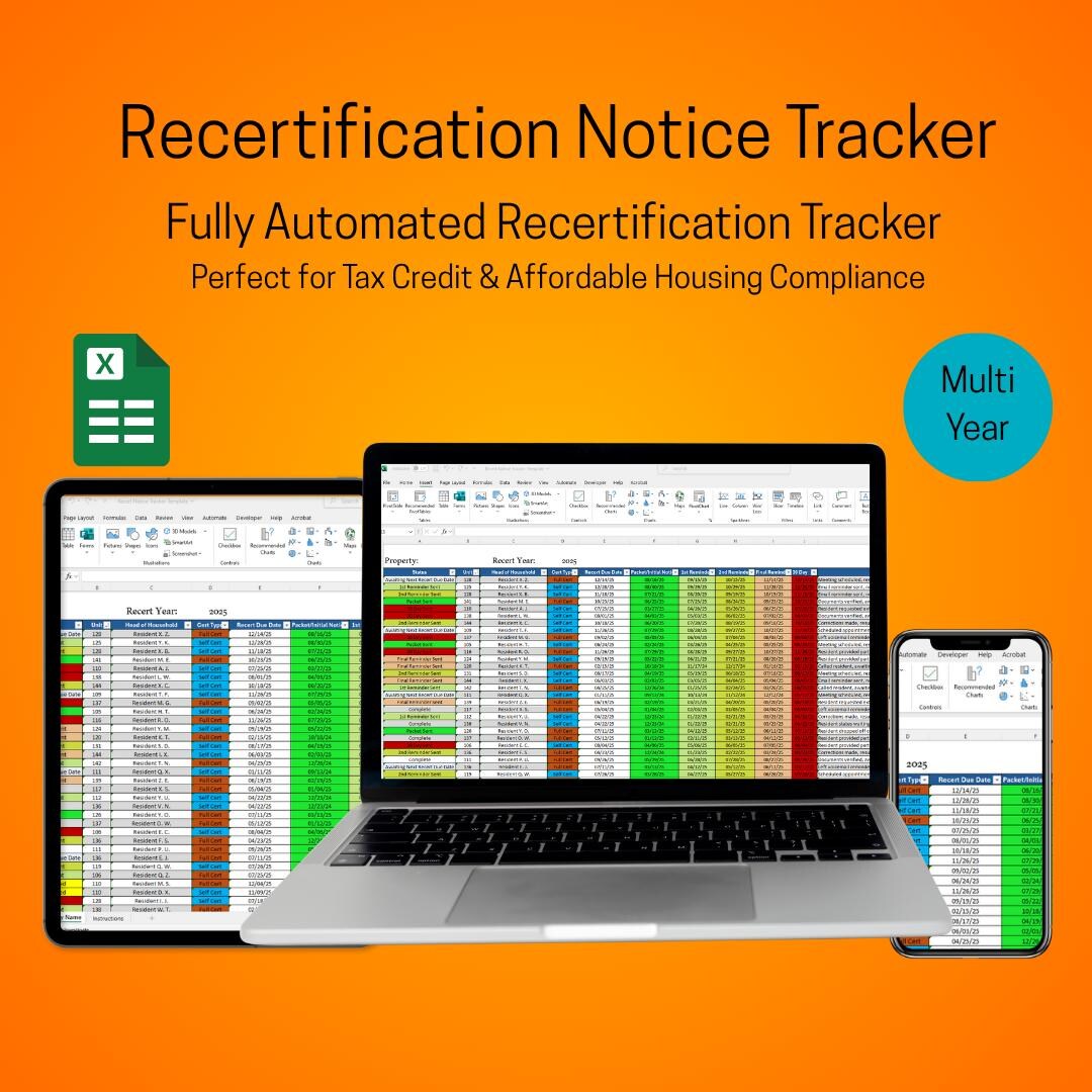 Tenant Recertification Form.pdf Excel Recertification Tracker: LIHTC, HOME, Section 8, Lease Renewals ...