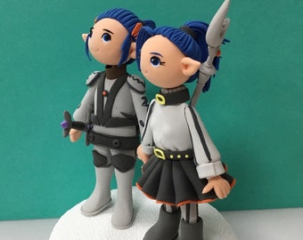 Wedding cake topper with unique own characters