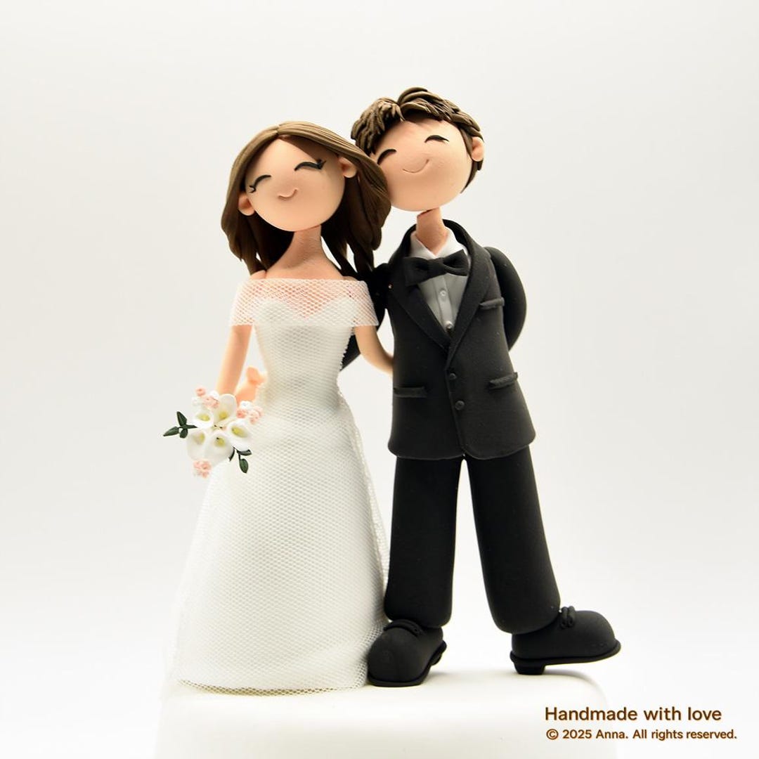 Custom Wedding Cake Topper - Handmade Clay Couple Figurine - Etsy