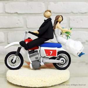 Cute couple on Bike custom wedding cake topper decoration gift keepsake image 1
