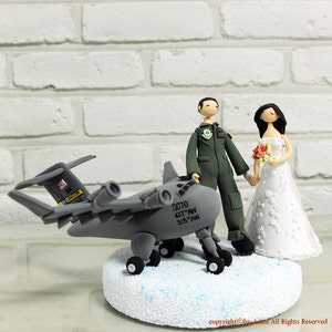 Custom Wedding Cake Topper - Pilot, Cargo plane, Air force - decoration, gift