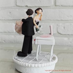 Custom Wedding Cake Topper Workaholic couple image 1