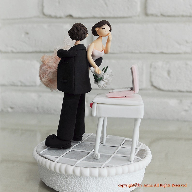 Custom Wedding Cake Topper Workaholic couple image 1