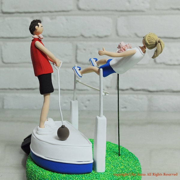 Athlete field track custom wedding cake topper decoration gift keepsake -  High jump player