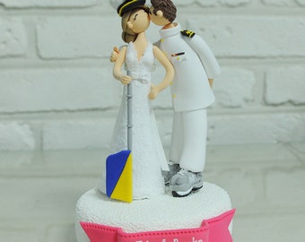 Navy theme custom wedding cake topper