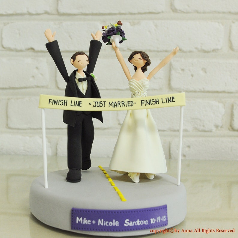 Marathoner couple custom weddng cake topper keepsake gift image 2