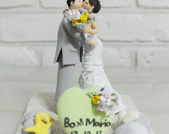 Beach wedding couple custom wedding cake topper decoration gift