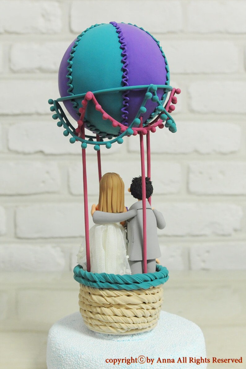 Hot air balloon outdoor theme custom wedding cake topper image 2