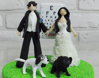 Custom Wedding Cake Topper, Optometrist eye doctor couple custom wedding cake topper, funny cake topper, decoration