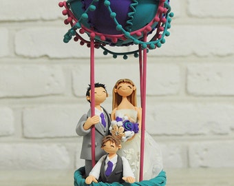 Hot air balloon outdoor theme custom wedding cake topper