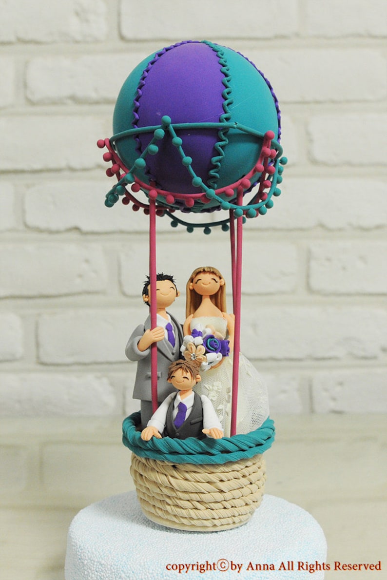 Hot air balloon outdoor theme custom wedding cake topper image 1