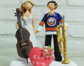Trumpeter Cello player couple wedding cake topper