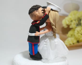 Military uniform wedding cake topper