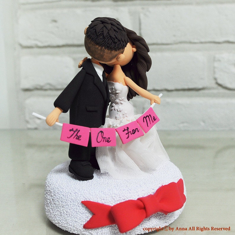 Lovely Kissing couple custom wedding cake topper image 3