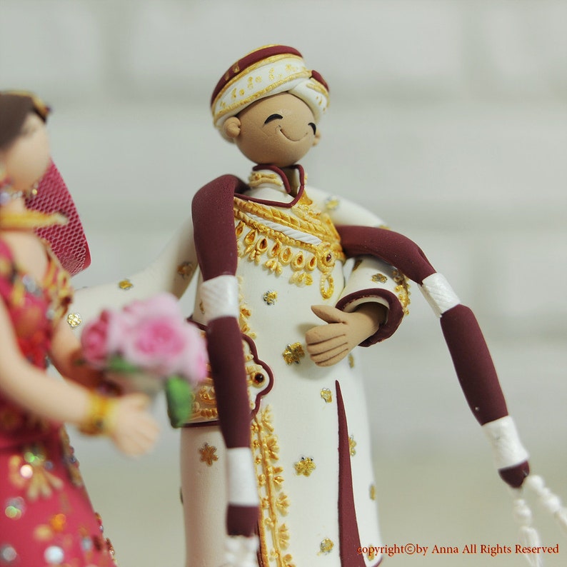 Custom Wedding Cake Topper Indian couple gift, decoration image 4