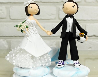 Cute couple caricature custom wedding cake topper decoration centerpiece