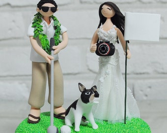 Outdoor Golf theme custom wedding cake topper