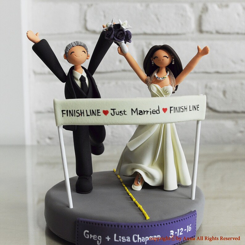 Marathoner couple custom weddng cake topper keepsake gift image 1