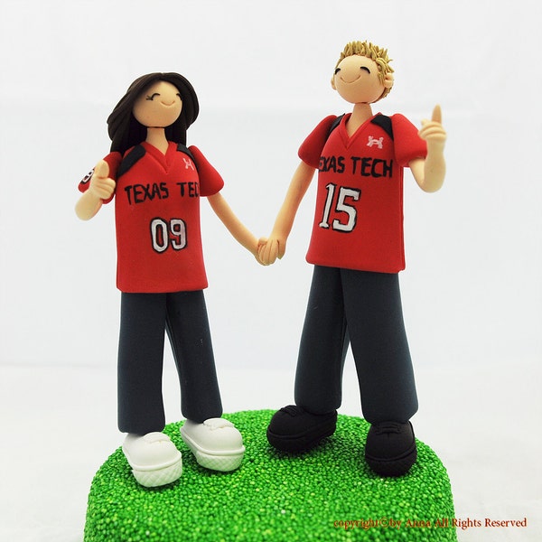 University team uniform custom wedding cake topper decoration - Texas Tech