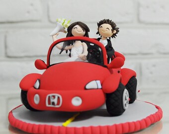 Honeymoon Car custom wedding cake topper Gift Decoration - Our happy honeymoon