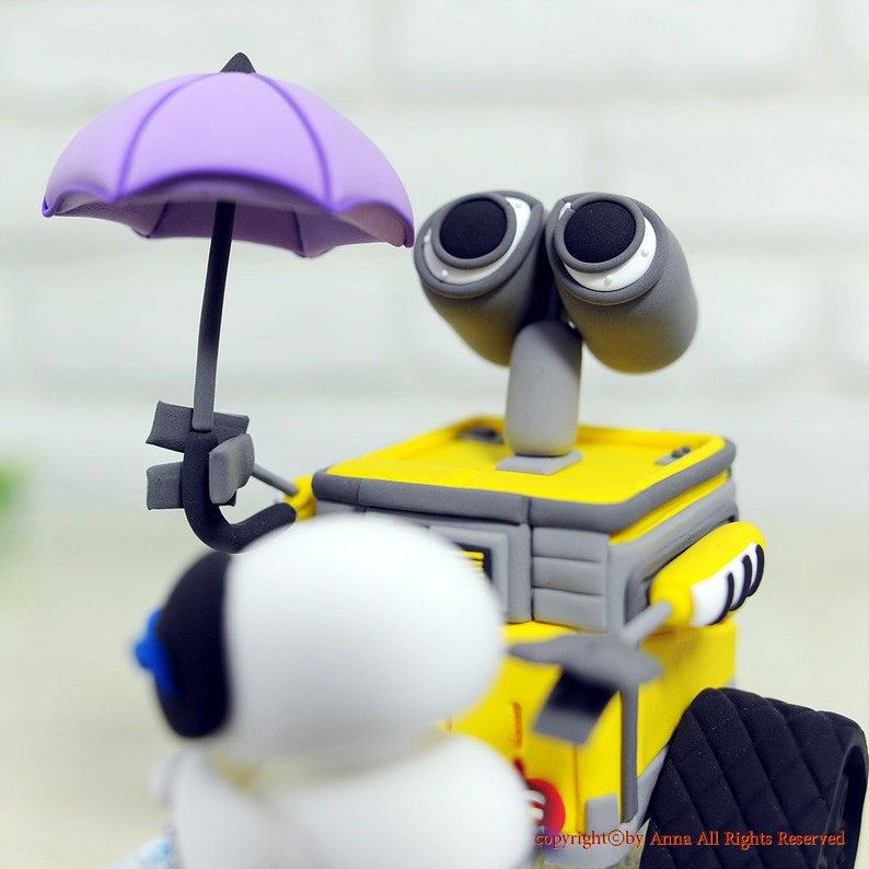 Custom Wedding Cake Topper Wall E, Eve theme image 2