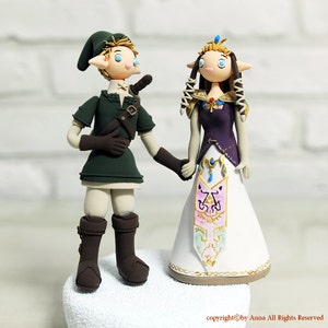 Adorno de torta personalizados - Link y la Princesa Zelda de la leyenda de Zelda-