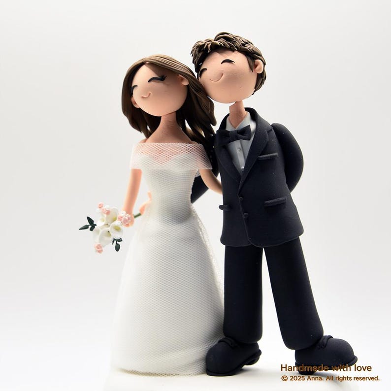Custom Wedding Cake Topper - Handmade Clay Couple Figurine - Etsy