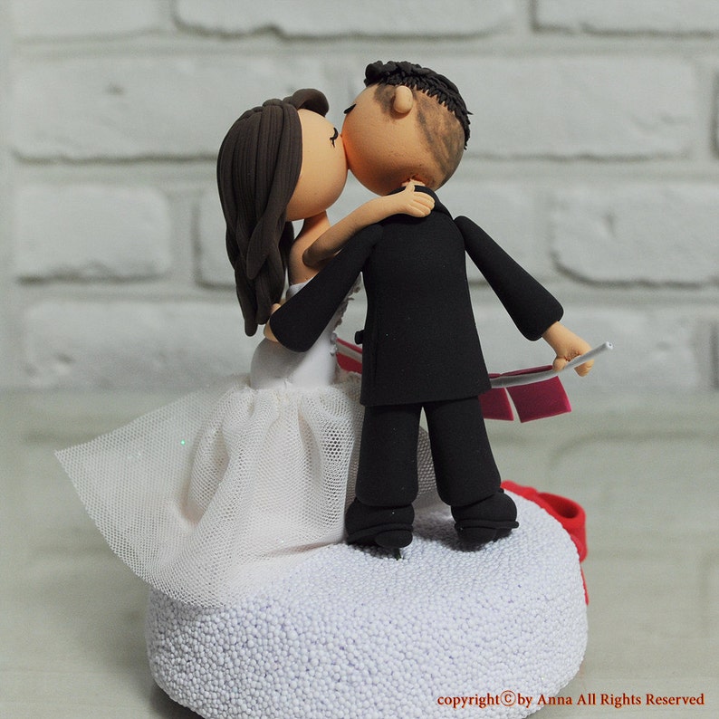 Lovely Kissing couple custom wedding cake topper image 4