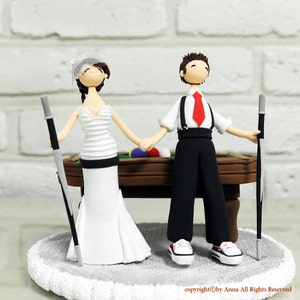 Playing pool, billiards custom wedding cake topper decoration gift keepsake image 2