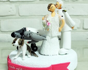 Pilot Navy officer custom wedding cake topper